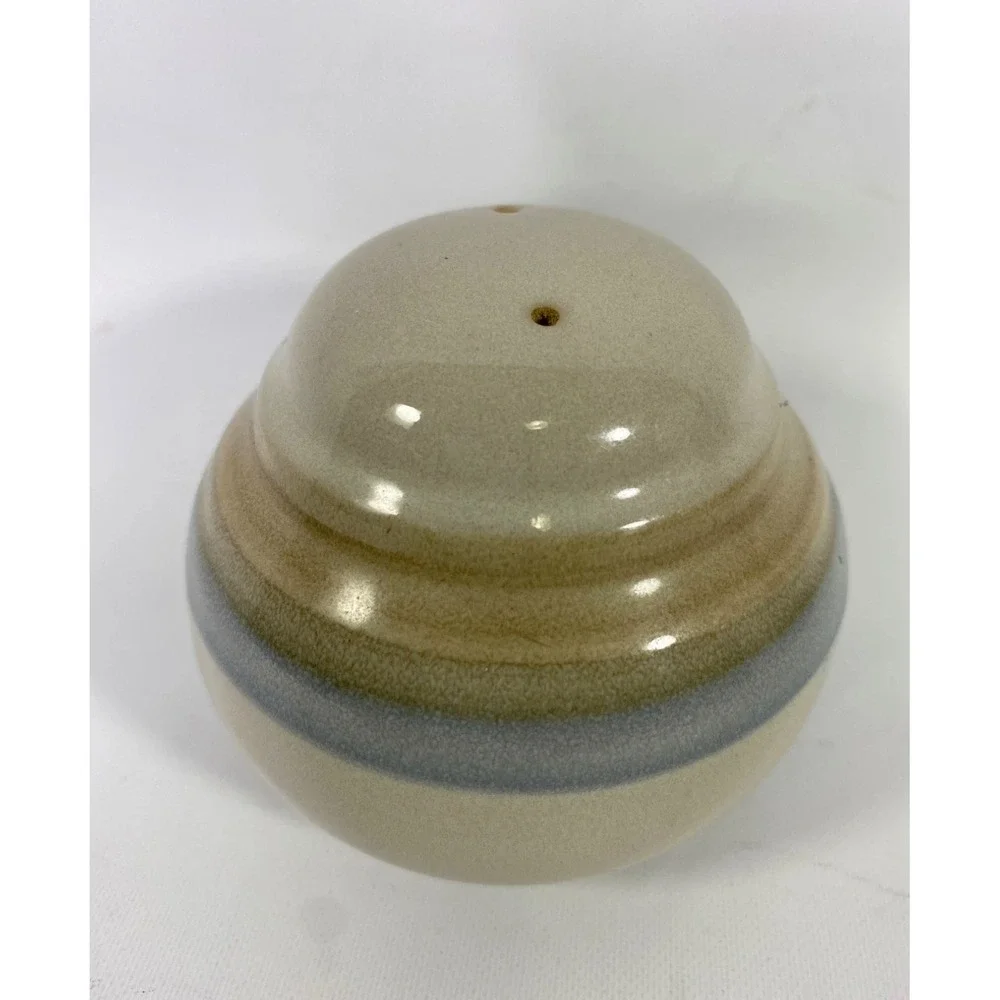 Noritake Stoneware Salt and Pepper Shakers Vintage Japan Striped Beehive Round